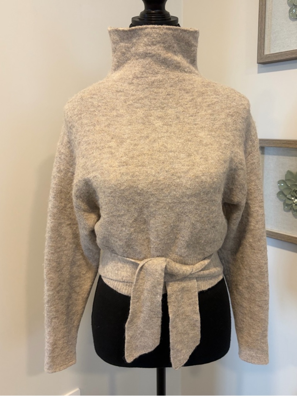 Aritzia Wilfred Lorin Tie-Waist Funnel Neck Alpaca/Wool Blend Sweater VGUC